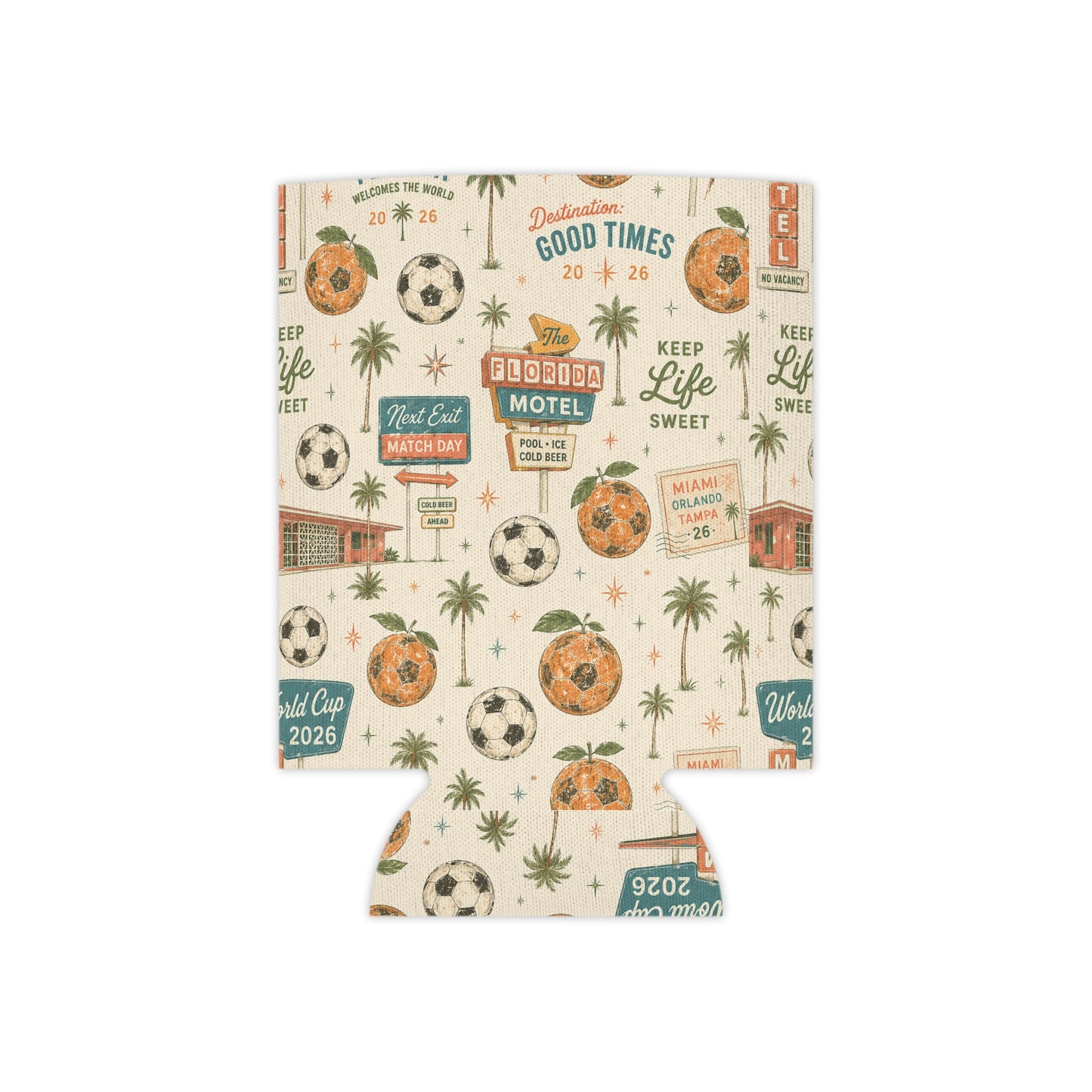 Florida World Cup 2026 Can Cooler – Vintage Soccer & Citrus Travel Design