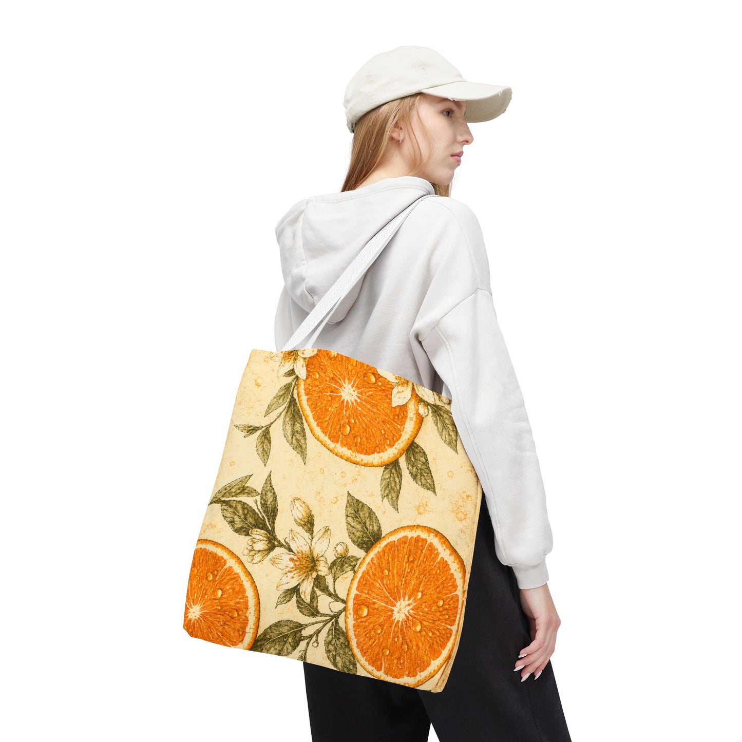 Citrus Blossom Tote Bag – Vintage Orange Floral All-Over Print