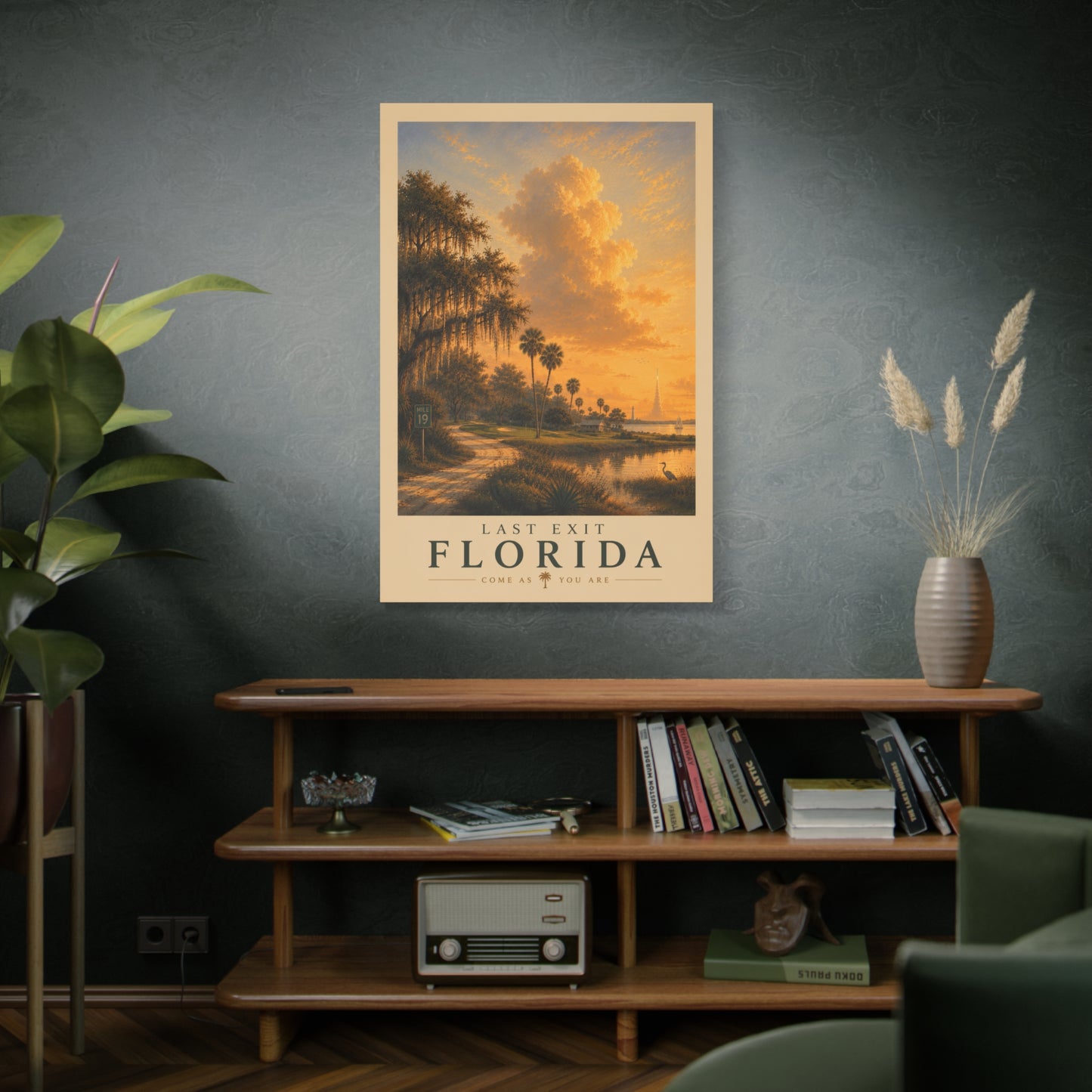 Sunset Bay Matte Canvas Print — Palm Trees & Marina Coastal Wall Art, Stretched 1.25"