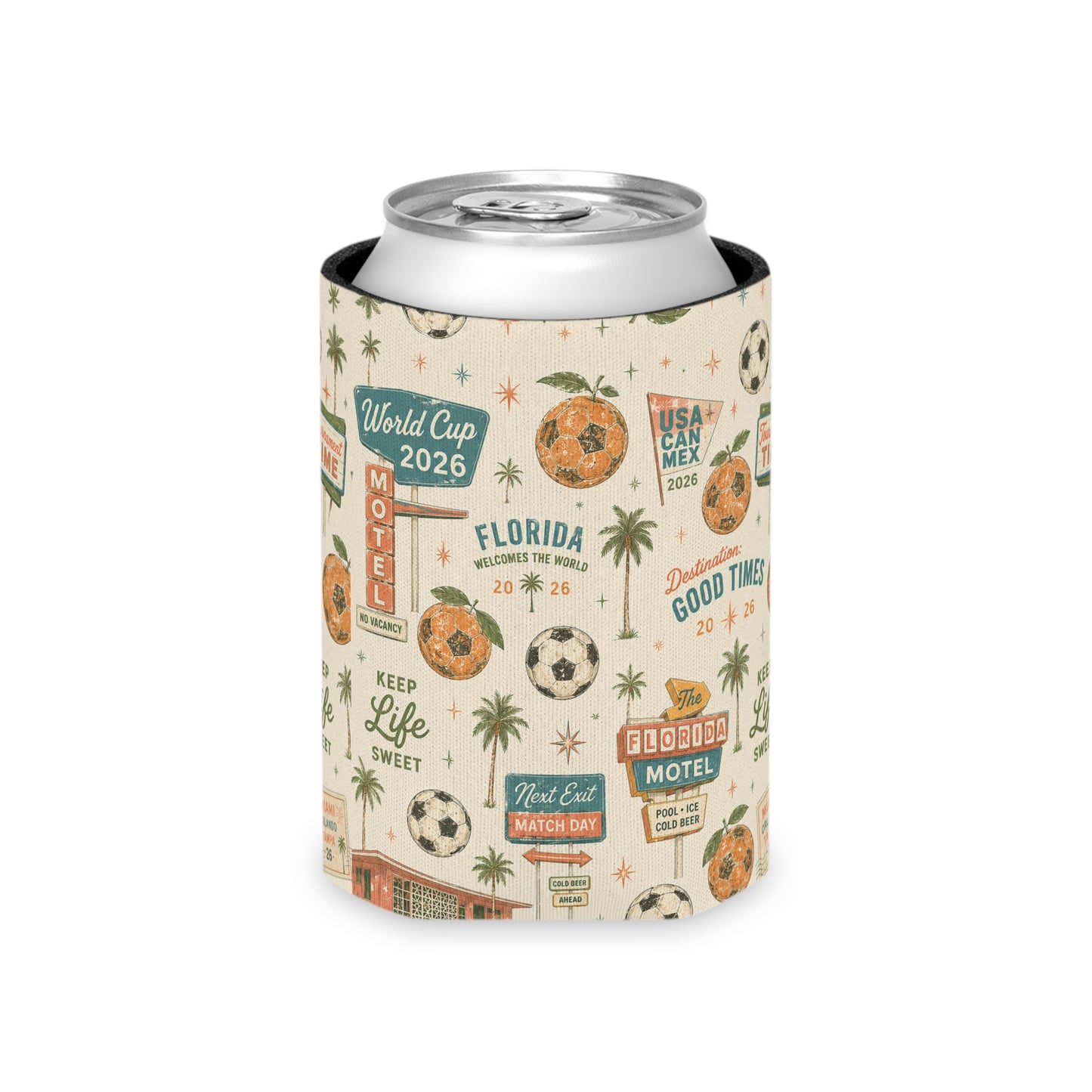Florida World Cup 2026 Can Cooler – Vintage Soccer & Citrus Travel Design