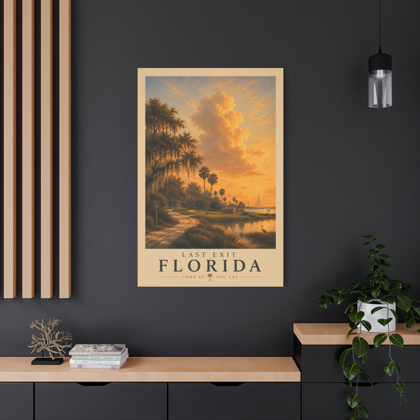 Sunset Bay Matte Canvas Print — Palm Trees & Marina Coastal Wall Art, Stretched 1.25"
