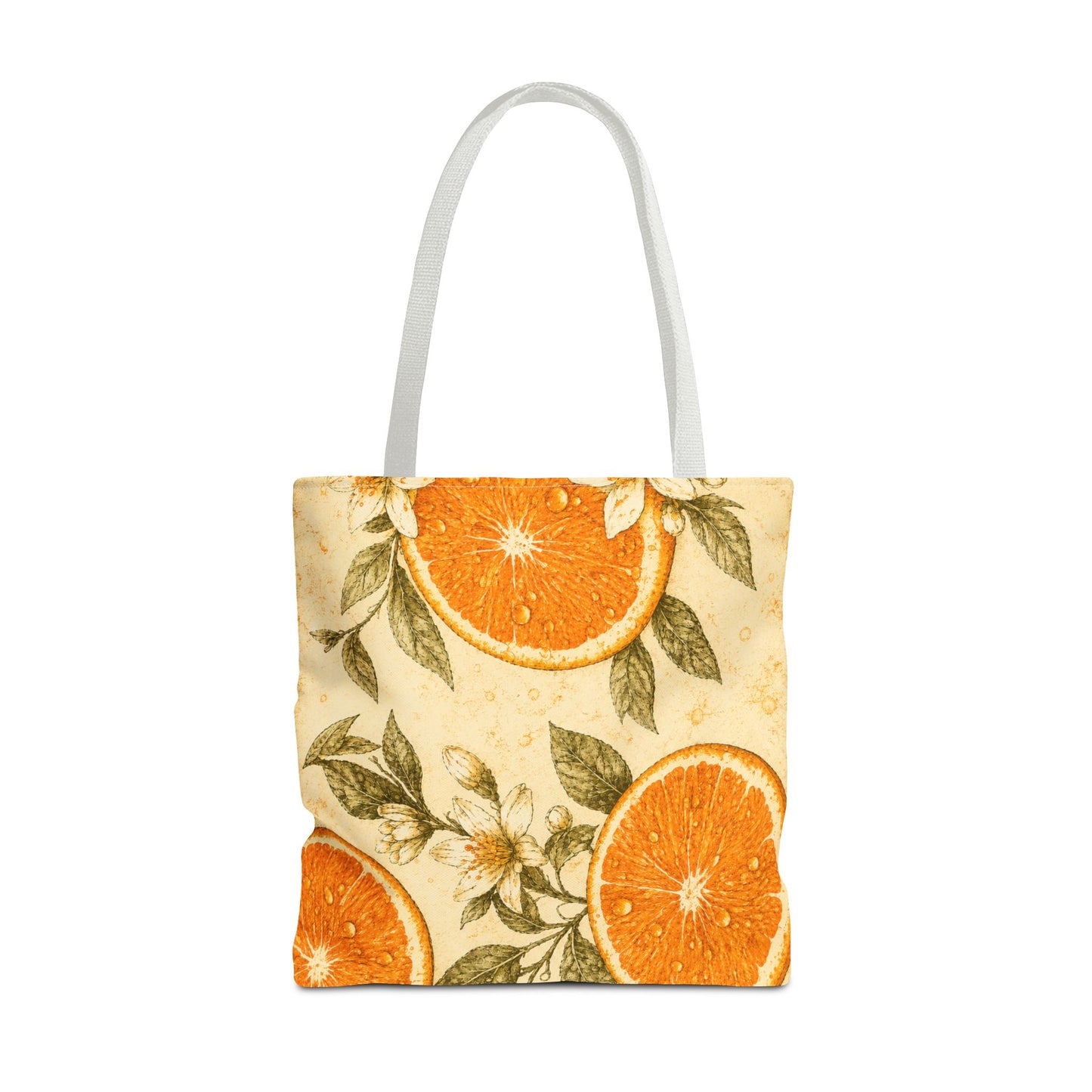 Citrus Blossom Tote Bag – Vintage Orange Floral All-Over Print