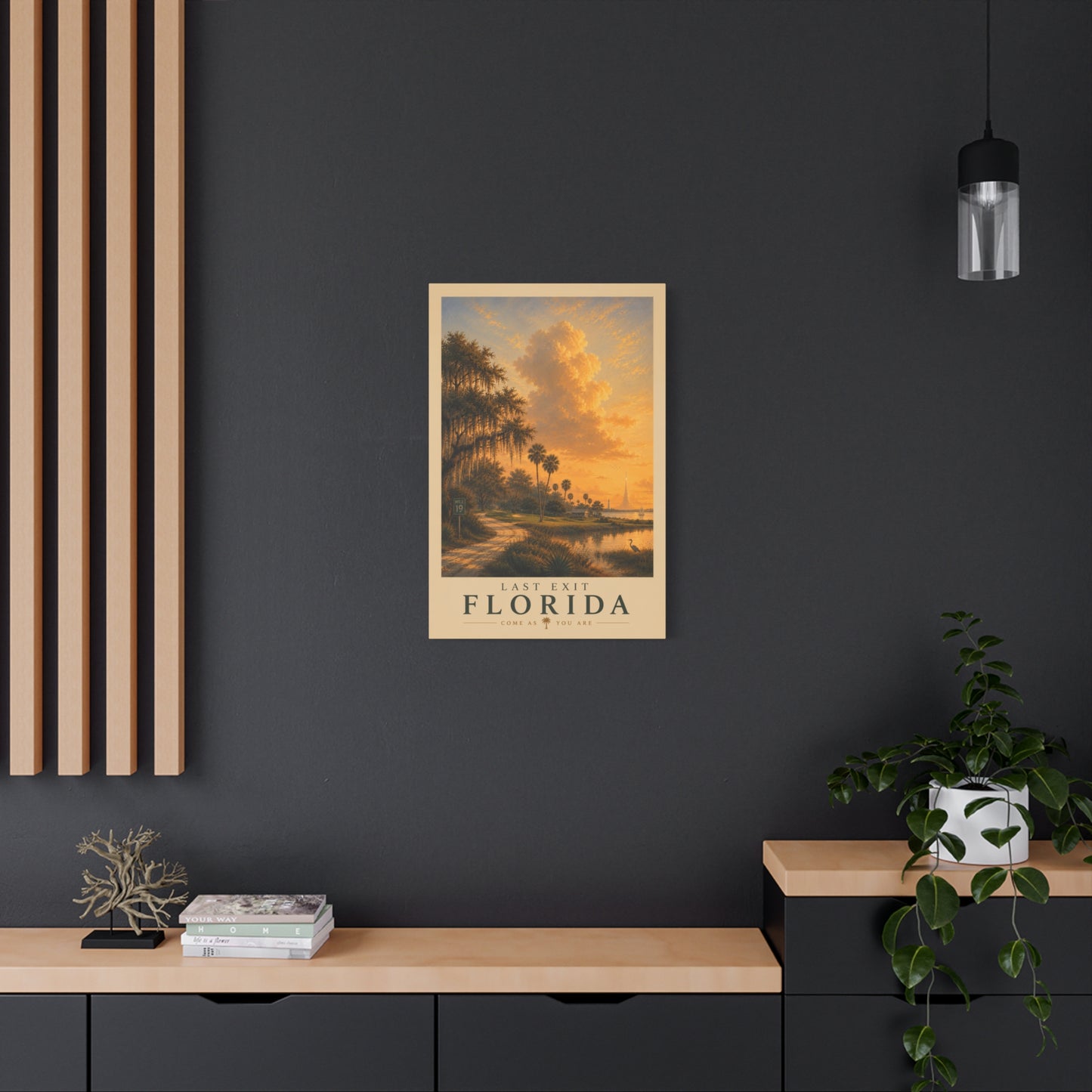 Sunset Bay Matte Canvas Print — Palm Trees & Marina Coastal Wall Art, Stretched 1.25"