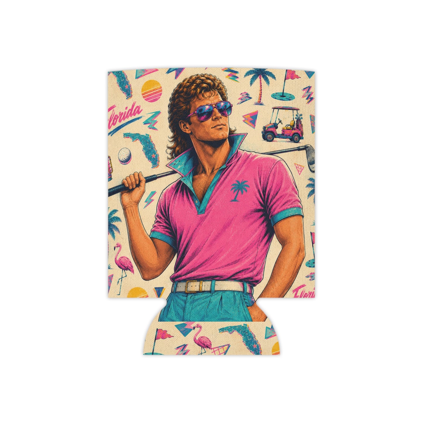 Retro 80s Florida Golf Can Cooler — Last Exit Florida Koozie
