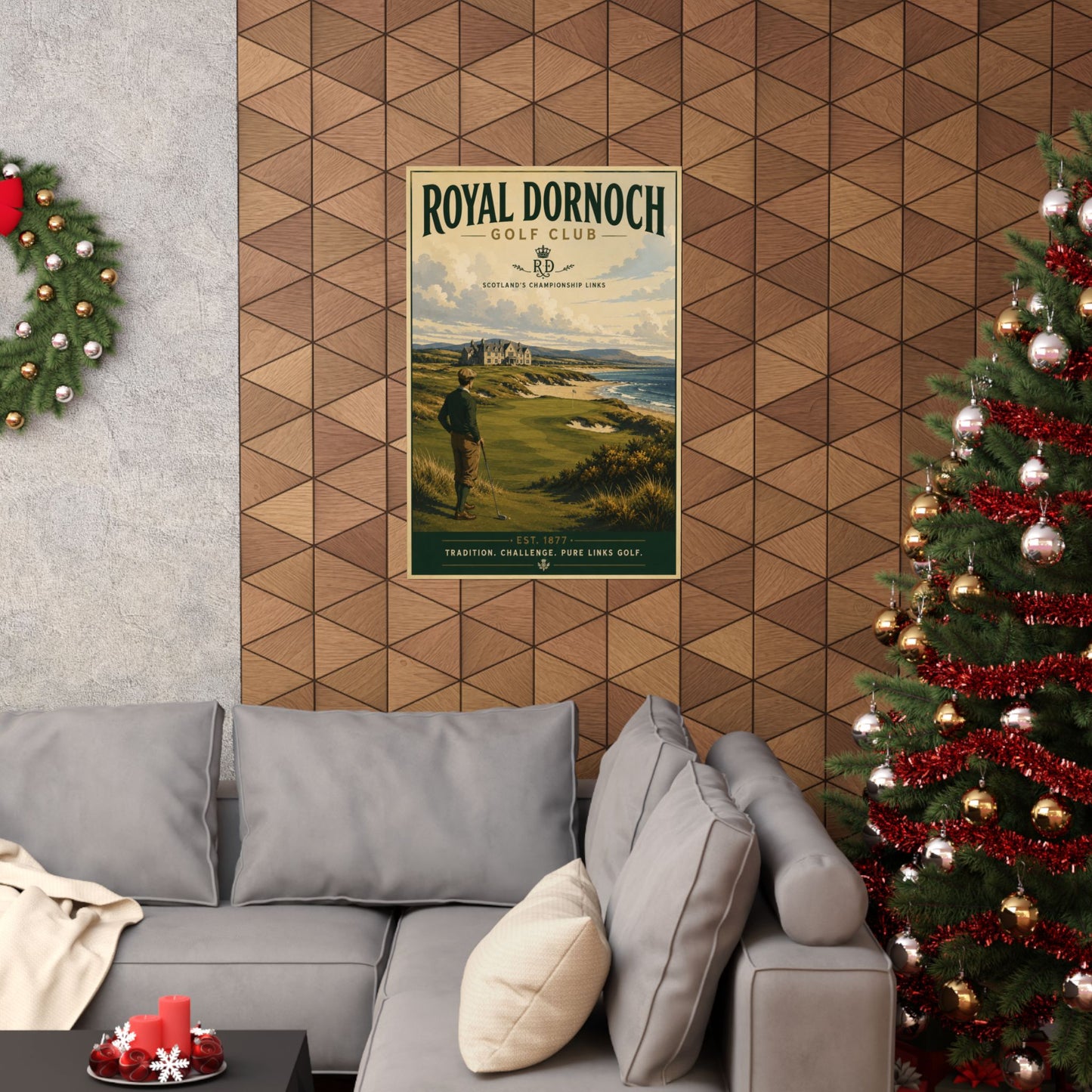 Royal Dornoch Golf Poster – Vintage Golf Scene, Matte Vertical Print