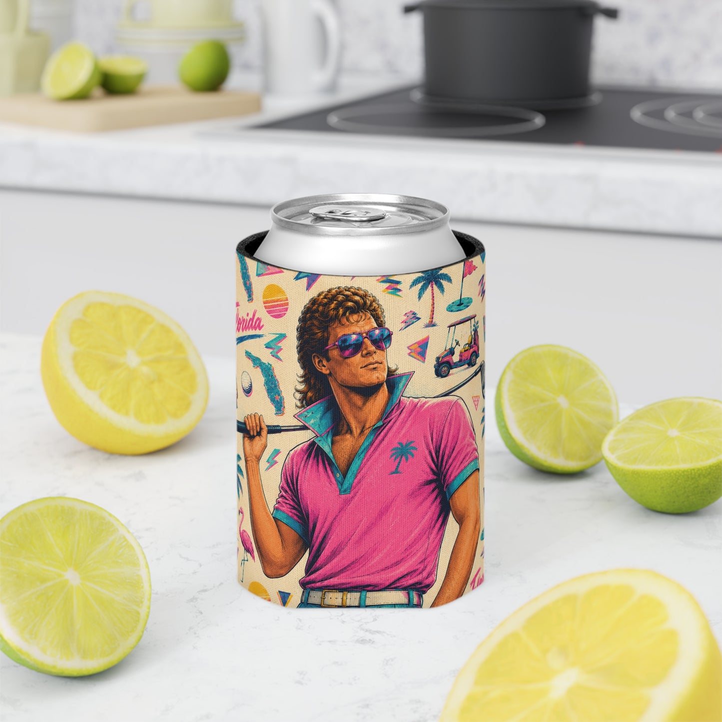 Retro 80s Florida Golf Can Cooler — Last Exit Florida Koozie