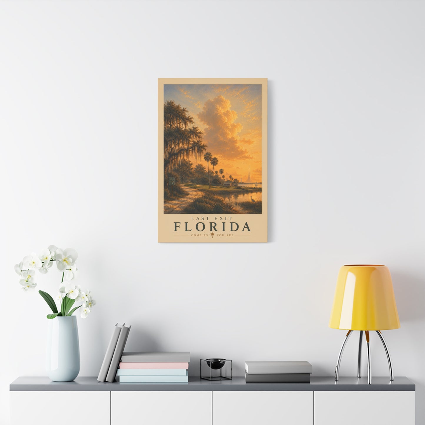 Sunset Bay Matte Canvas Print — Palm Trees & Marina Coastal Wall Art, Stretched 1.25"