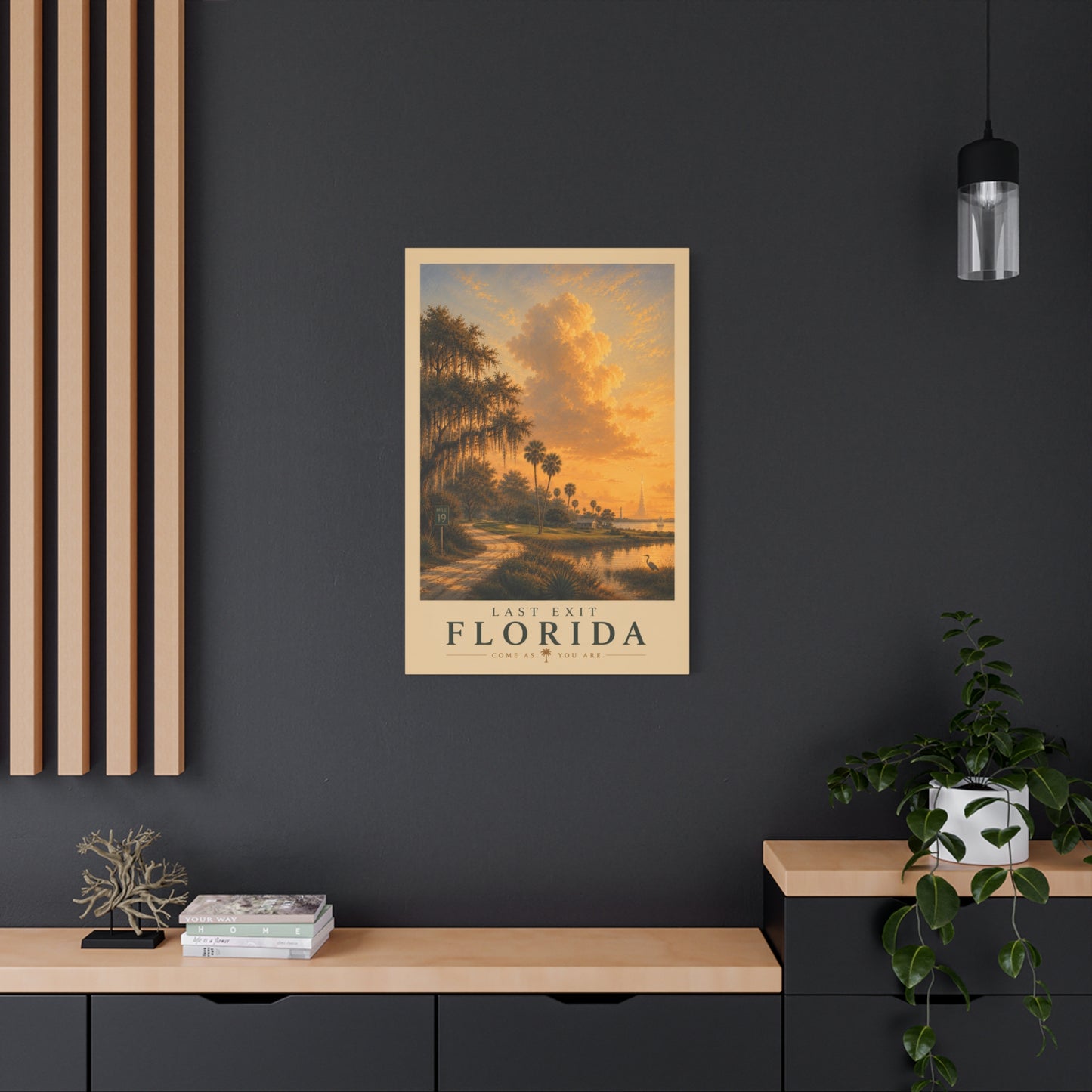 Sunset Bay Matte Canvas Print — Palm Trees & Marina Coastal Wall Art, Stretched 1.25"