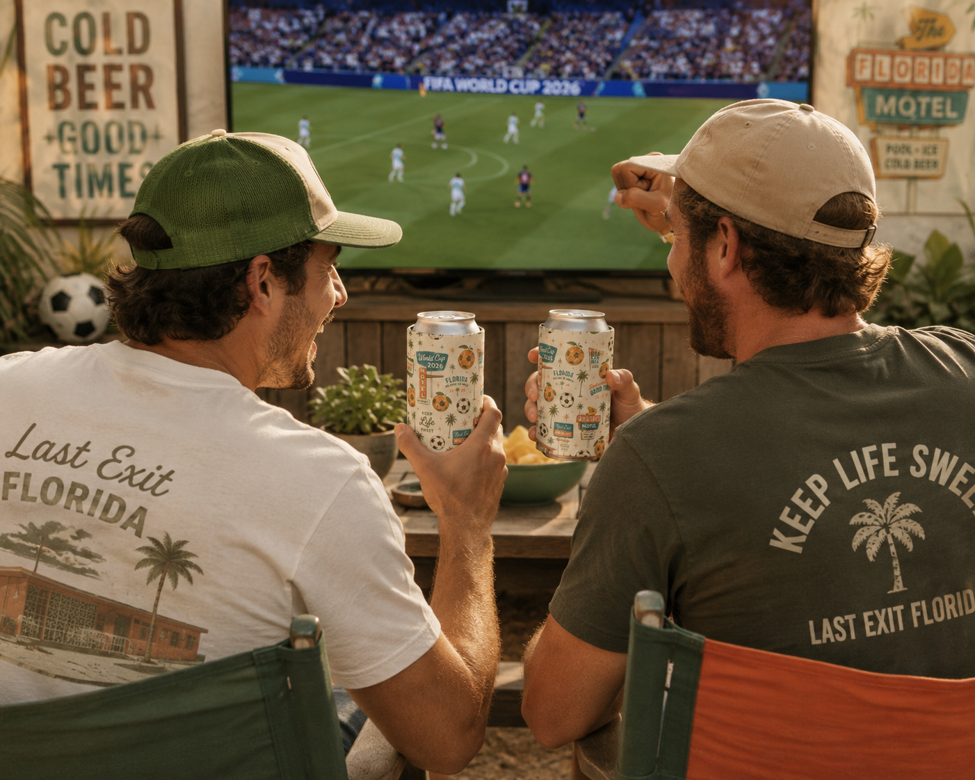 Florida World Cup 2026 Can Cooler – Vintage Soccer & Citrus Travel Design