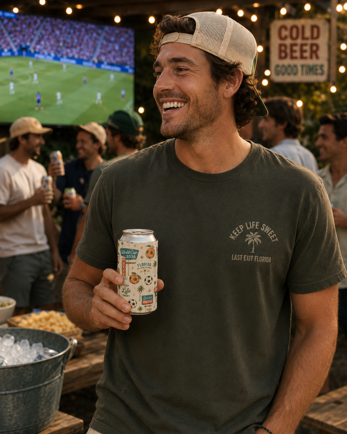 Florida World Cup 2026 Can Cooler – Vintage Soccer & Citrus Travel Design