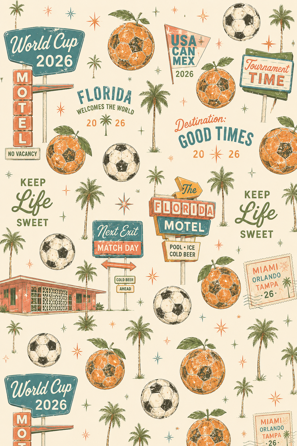 Florida World Cup 2026 Can Cooler – Vintage Soccer & Citrus Travel Design