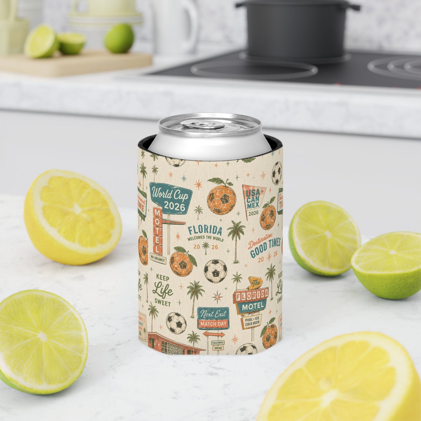 Florida World Cup 2026 Can Cooler – Vintage Soccer & Citrus Travel Design