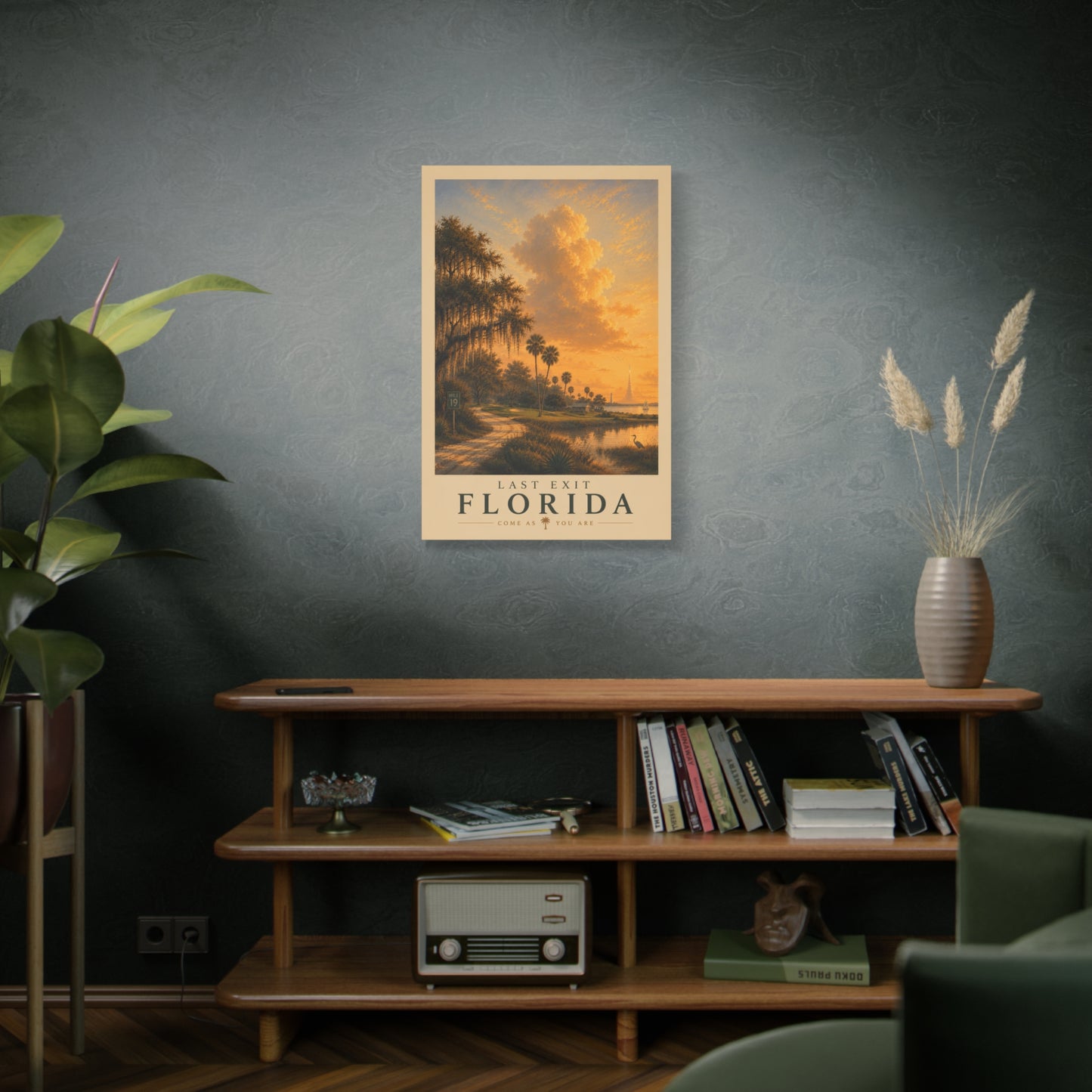 Sunset Bay Matte Canvas Print — Palm Trees & Marina Coastal Wall Art, Stretched 1.25"