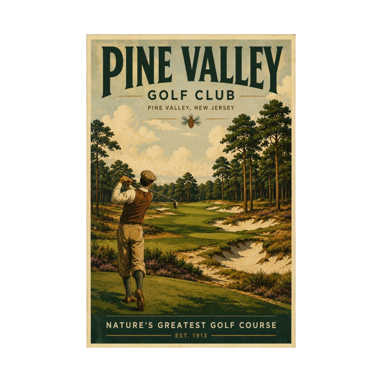 Pine Valley Golf Poster – Nature's Greatest Golf Course. Matte Vertical Print