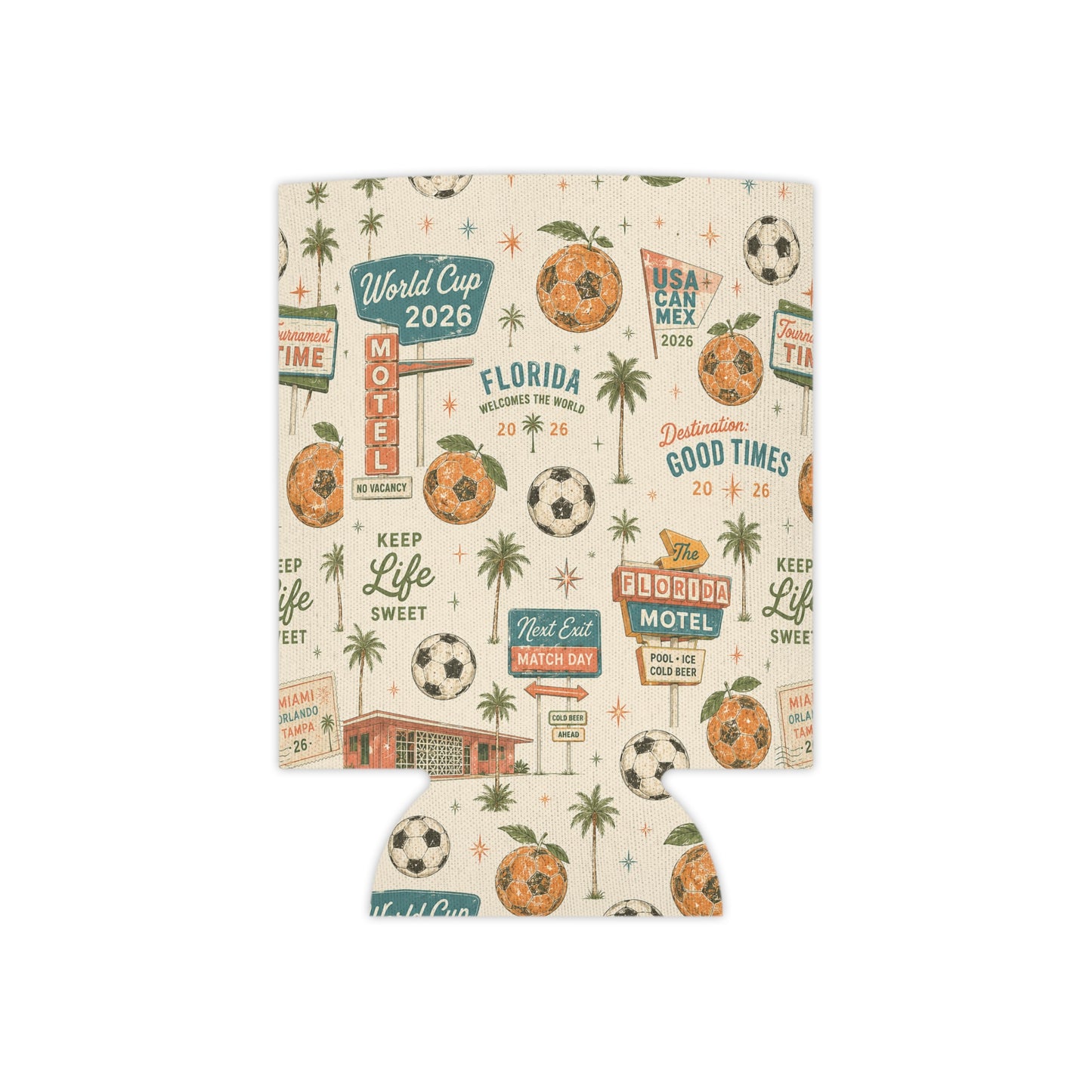 Florida World Cup 2026 Can Cooler – Vintage Soccer & Citrus Travel Design