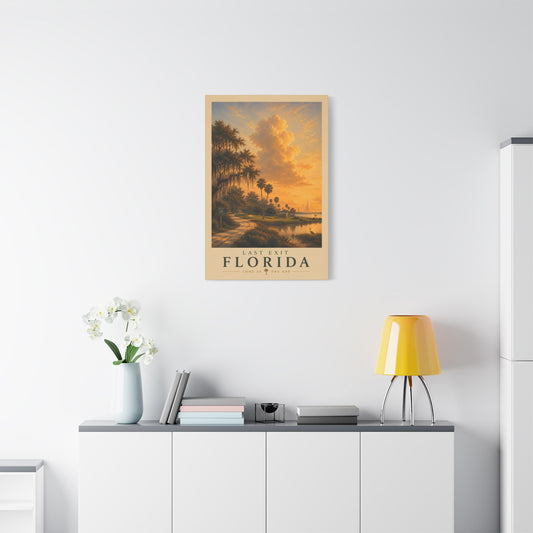Sunset Bay Matte Canvas Print — Palm Trees & Marina Coastal Wall Art, Stretched 1.25"