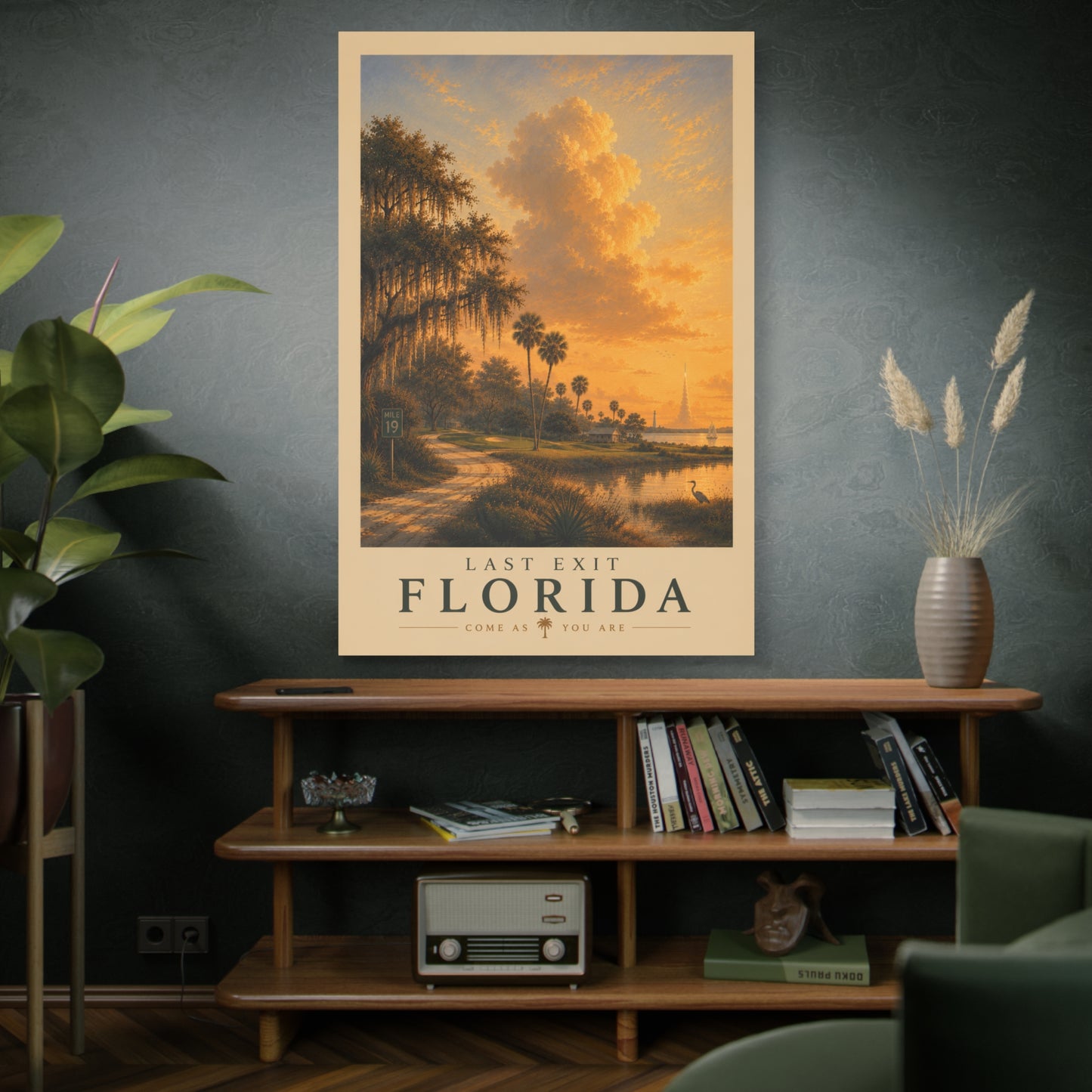 Sunset Bay Matte Canvas Print — Palm Trees & Marina Coastal Wall Art, Stretched 1.25"