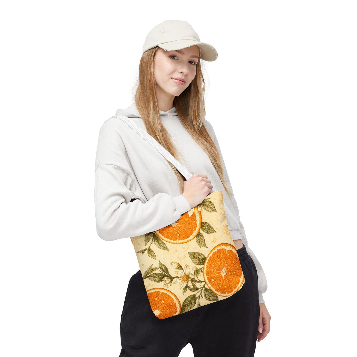 Citrus Blossom Tote Bag – Vintage Orange Floral All-Over Print