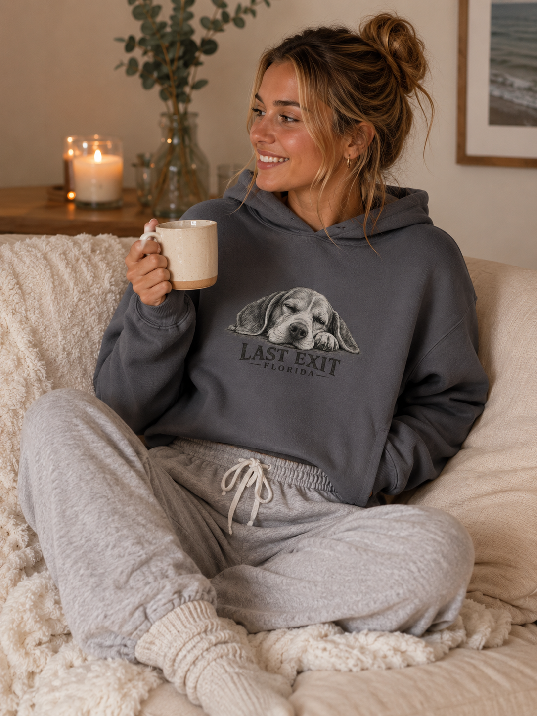 Sleepy Dog Cropped Hoodie – Storm