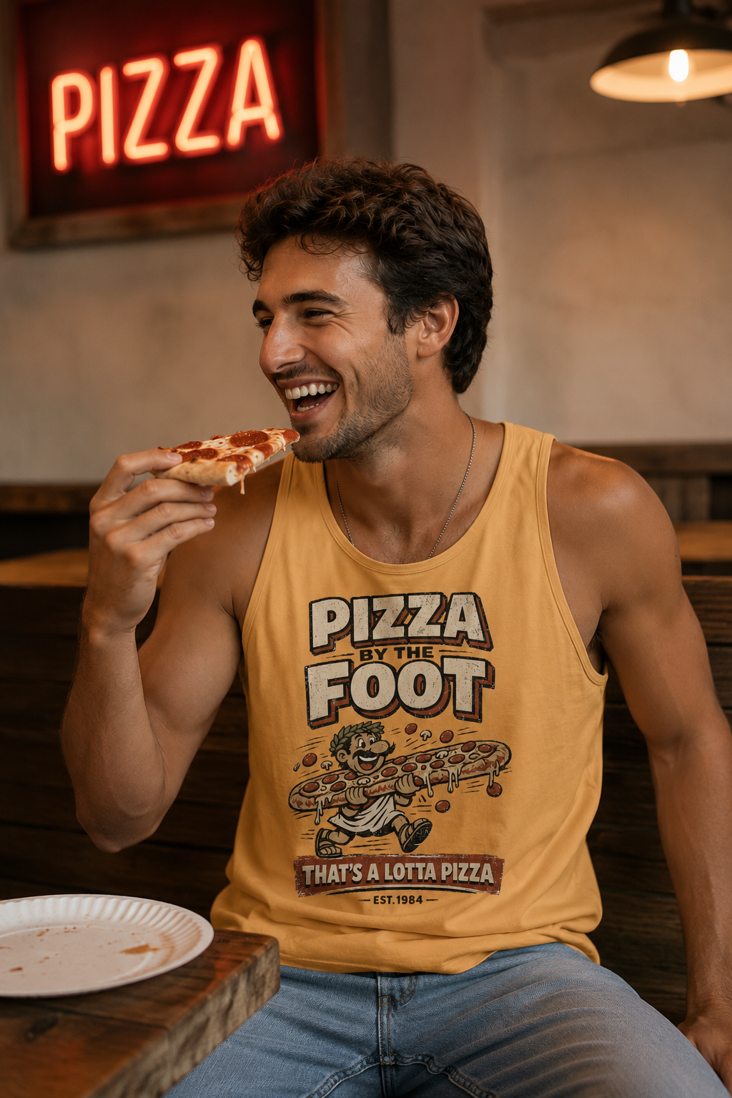 Pizza By the Foot Tank Top – That's a Lotta Pizza