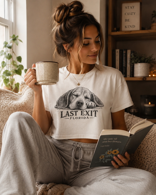 Sleepy Pup Women's Crop Tee – Last Exit Florida Collection